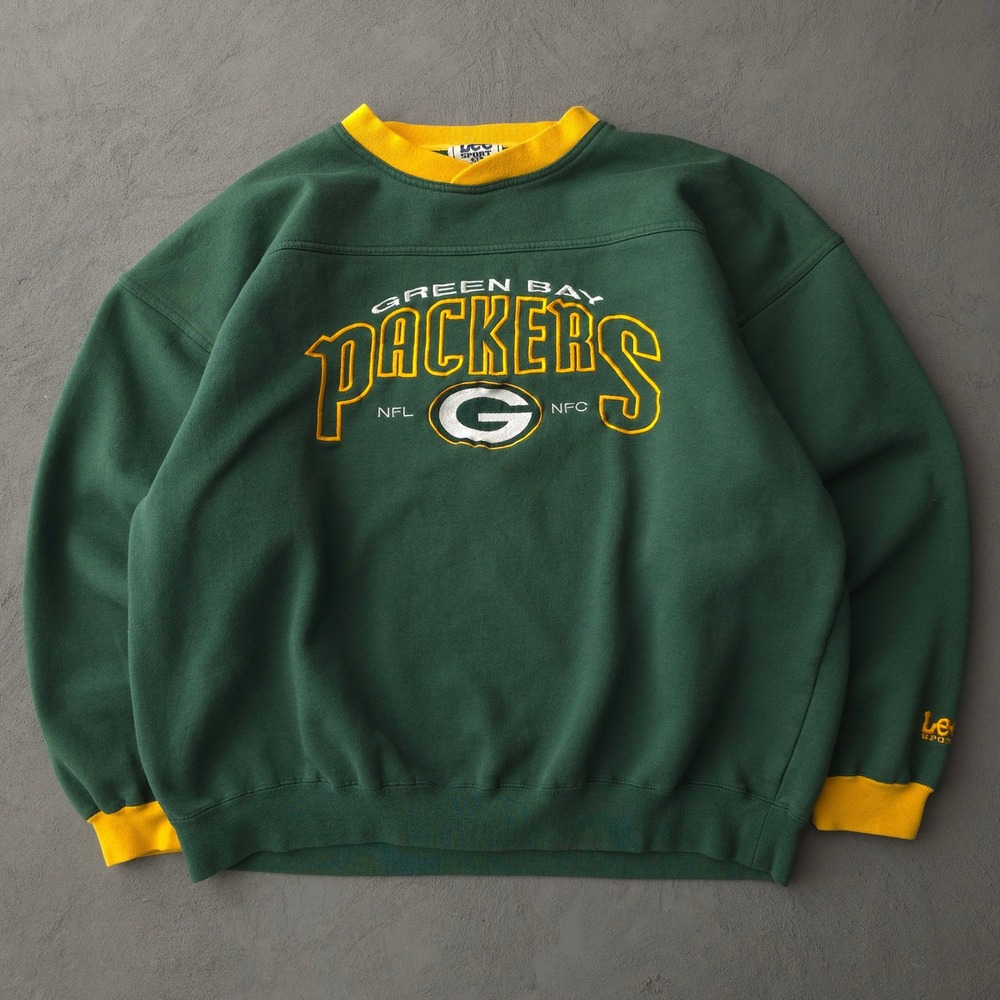 Vintage 90s Lee Sport Green Green Bay Packers Sweatshirt XL NFL Embroidered